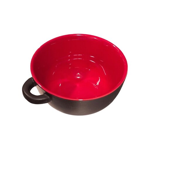 World Market Ramen Bowl With Handles Black Red Ceramic Soup Bowl BEAUTIFUL - Picture 6 of 7